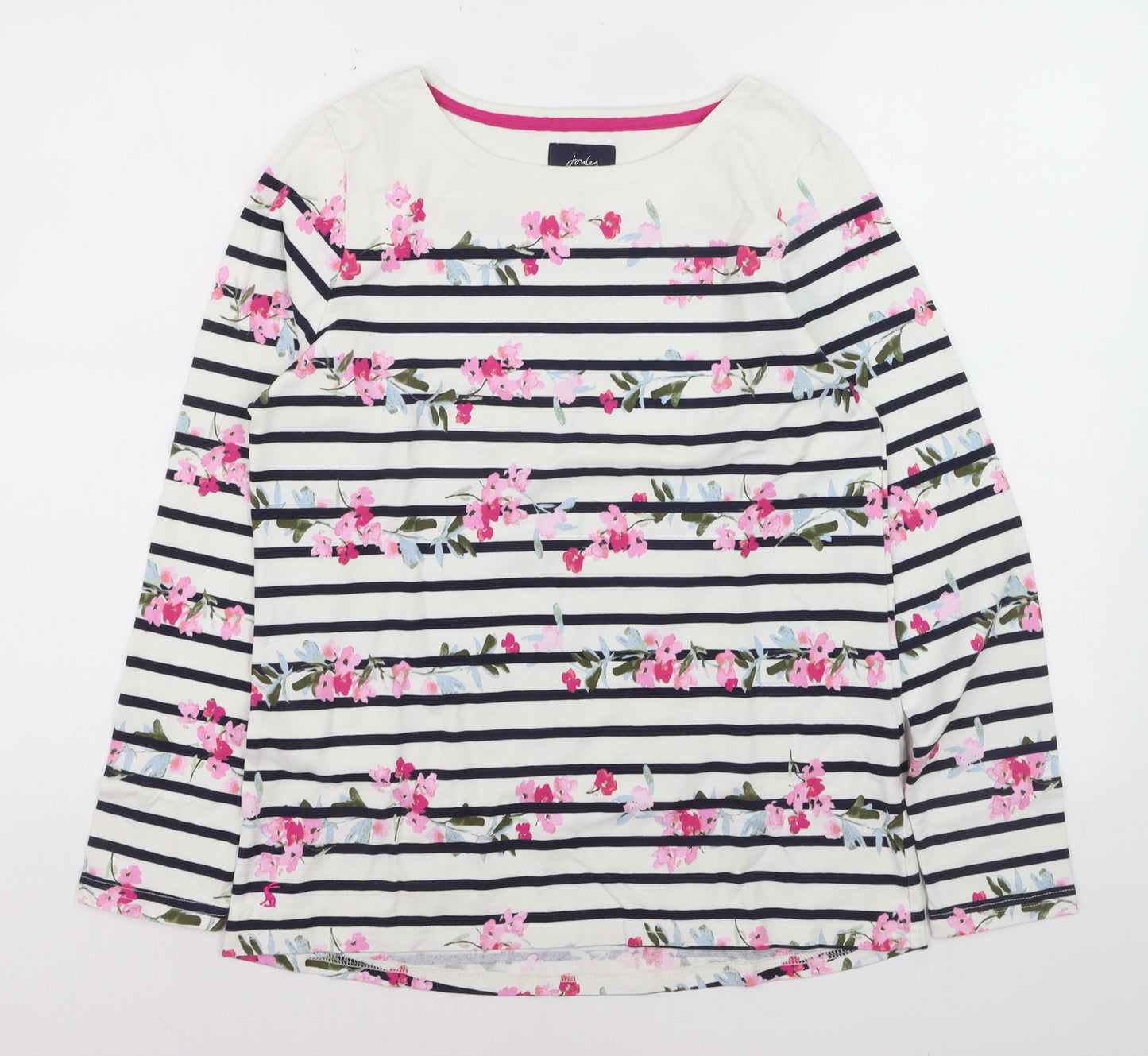 Joules Womens Multicoloured Floral Striped Long Sleeve Cotton T-Shirt UK 12