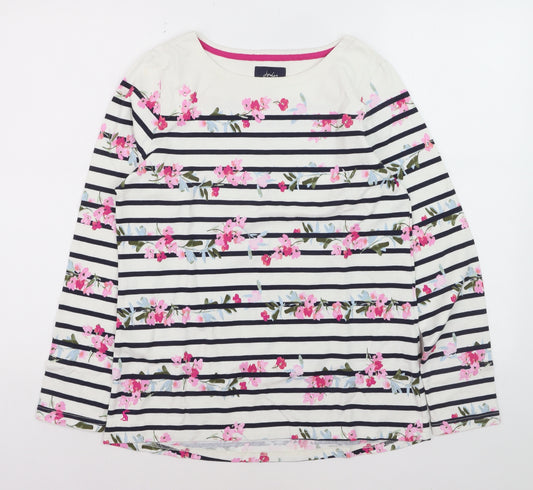 Joules Womens Multicoloured Floral Striped Long Sleeve Cotton T-Shirt UK 12