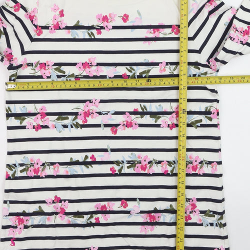 Joules Womens Multicoloured Floral Striped Long Sleeve Cotton T-Shirt UK 12