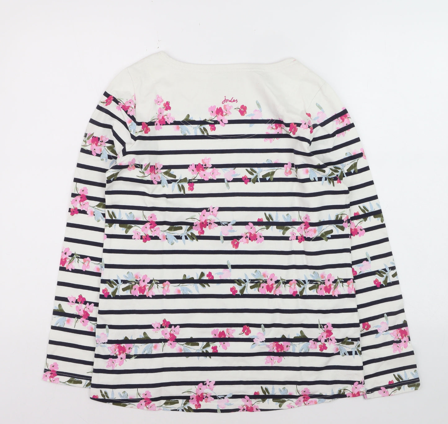Joules Womens Multicoloured Floral Striped Long Sleeve Cotton T-Shirt UK 12