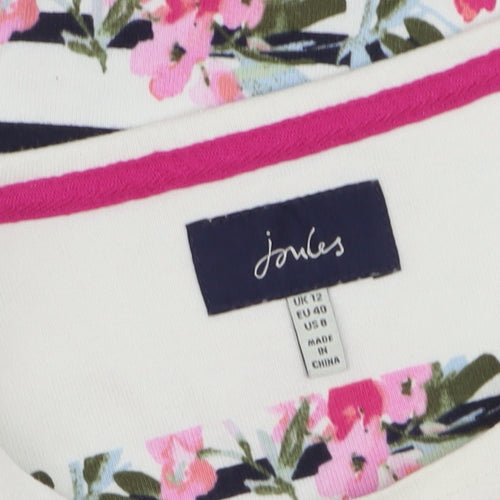Joules Womens Multicoloured Floral Striped Long Sleeve Cotton T-Shirt UK 12