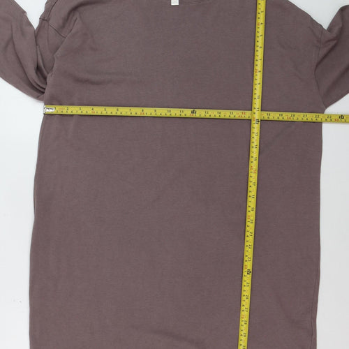 H&M Women Brown Basic 3/4 Sleeve Crew Neck Cotton T-Shirt M