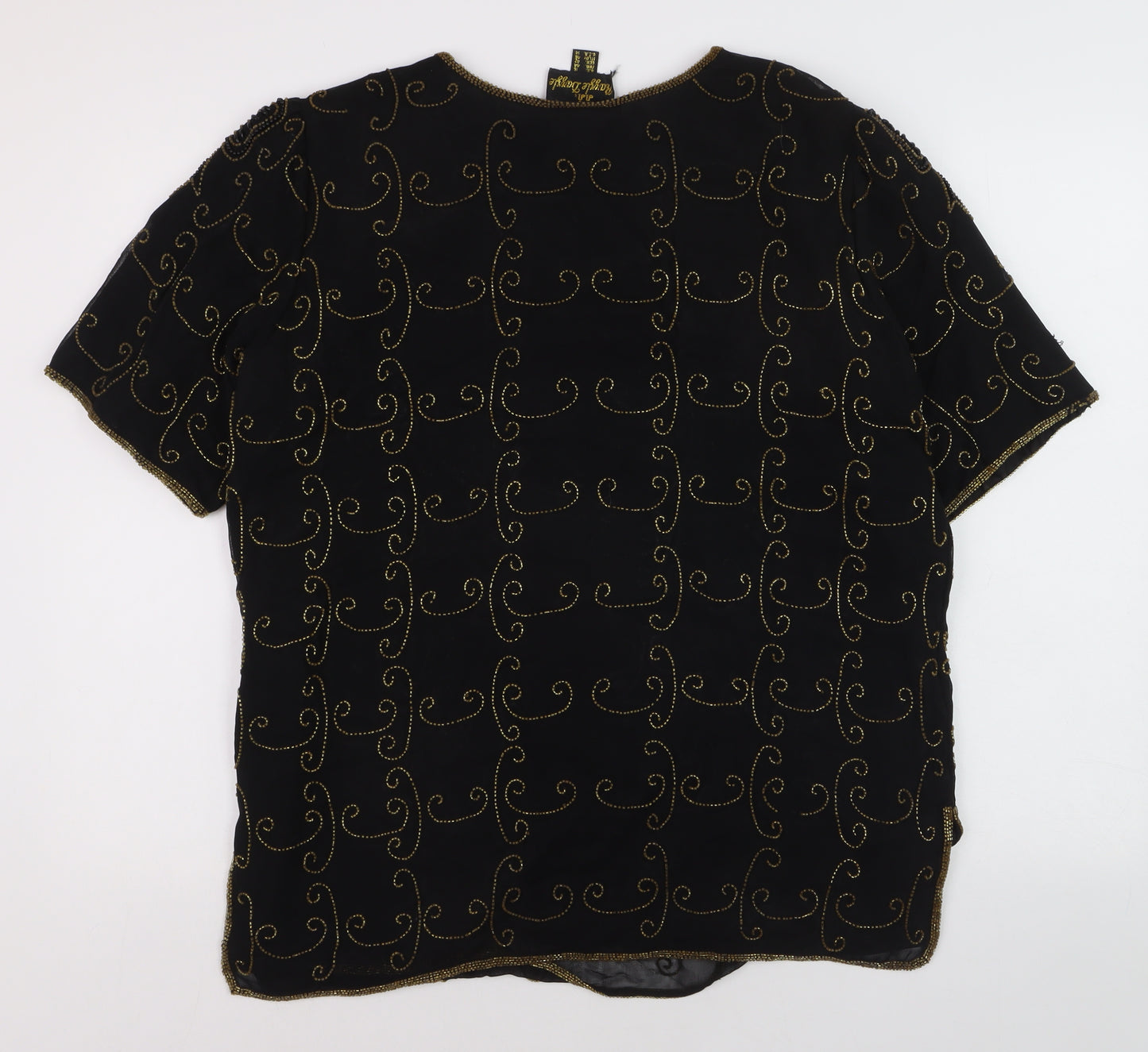 Razzle Dazzle Women's Black Beaded Silk Blouse Size 16