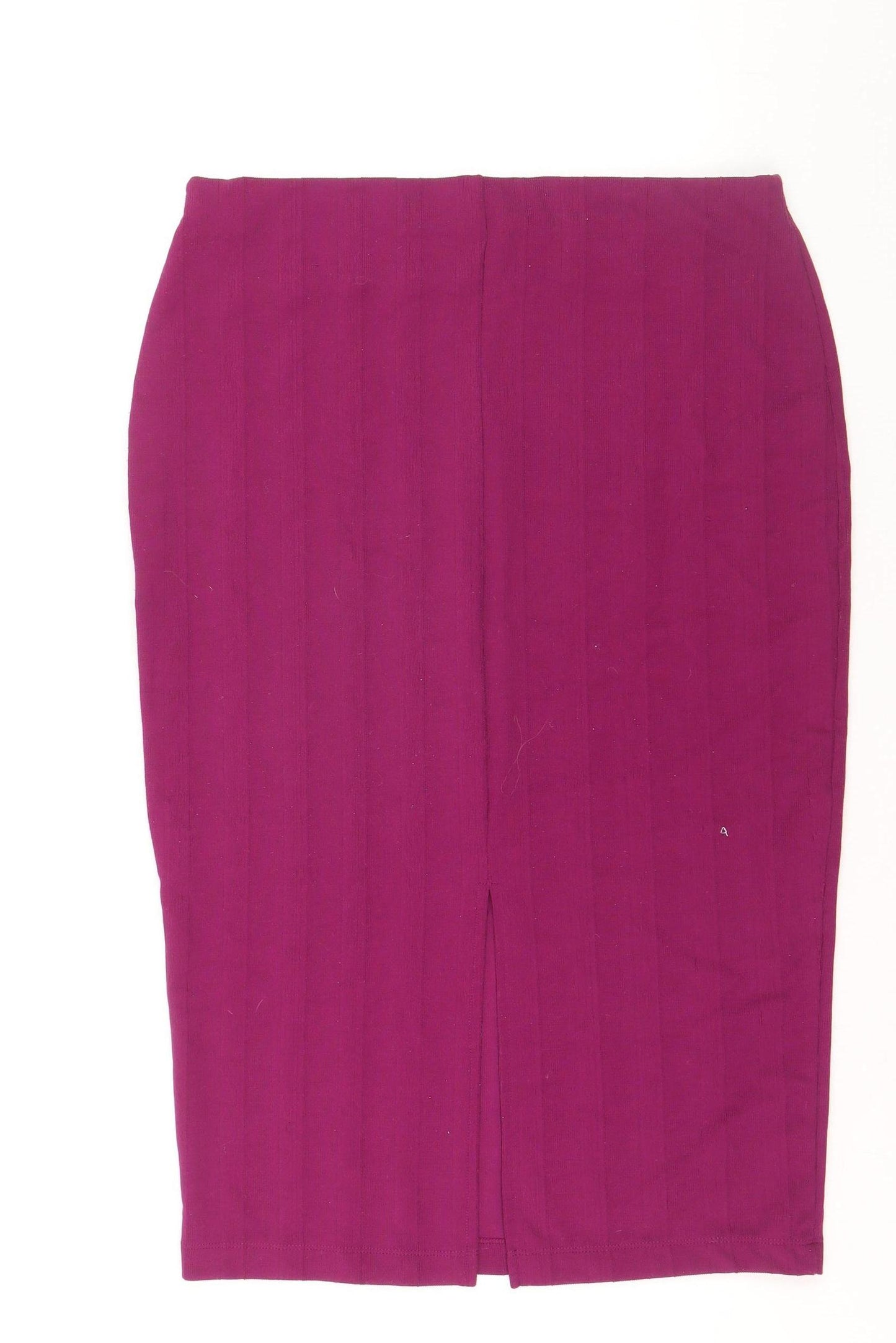 Zara Women Purple Pencil Skirt L Stretch Jersey Knee Length
