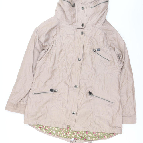 Savida Women's Beige Hooded Parka Jacket Size 18 Lined Lightweight