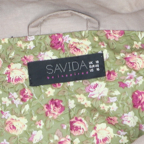 Savida Women's Beige Hooded Parka Jacket Size 18 Lined Lightweight