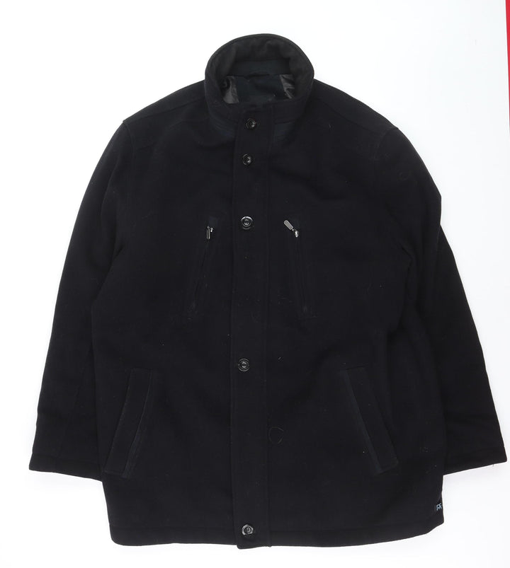 Jupiter Men's Black Mid-Length Polyester Overcoat Size 54 (44in)