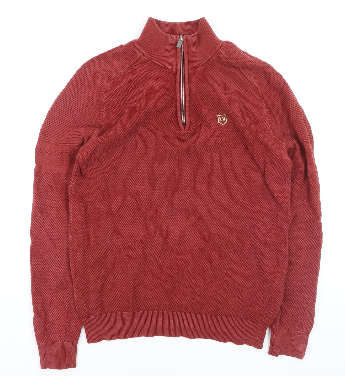 XV Kings Men's Red Cotton 1/2 Zip Knit Sweatshirt M