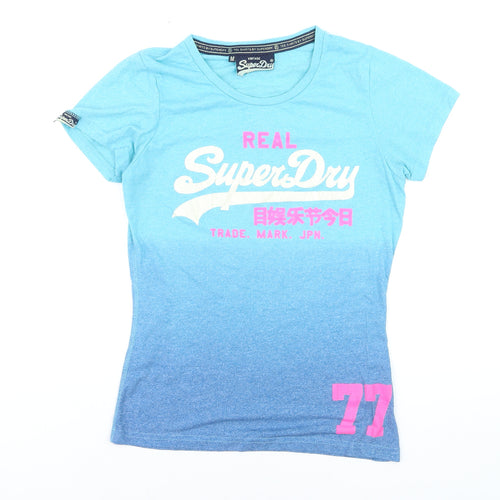 Superdry Womens Blue Gradient Logo Print T-Shirt Size M
