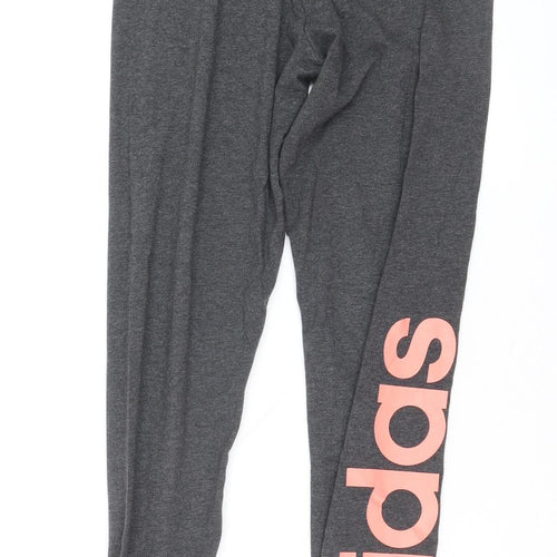 adidas Women’s Grey S Leggings Logo Athleisure Stretch Cotton