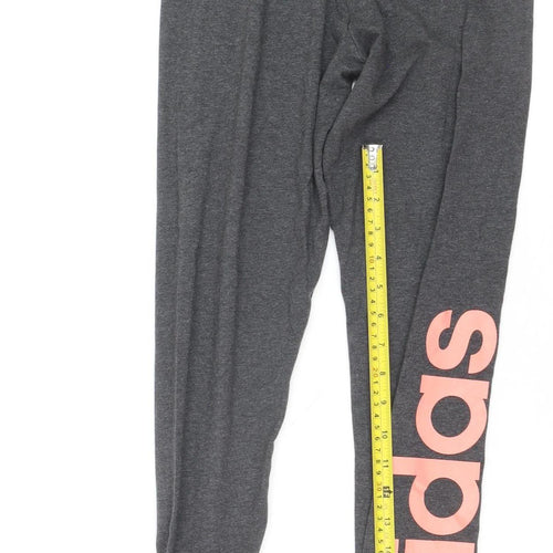 adidas Women’s Grey S Leggings Logo Athleisure Stretch Cotton