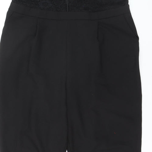 ASOS Women's Black Lace High Neck Short Sleeve Jumpsuit Size 20