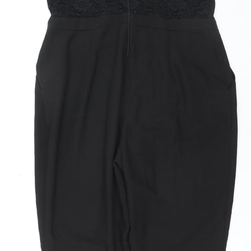 ASOS Women's Black Lace High Neck Short Sleeve Jumpsuit Size 20