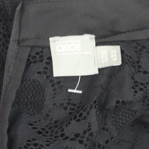 ASOS Women's Black Lace High Neck Short Sleeve Jumpsuit Size 20