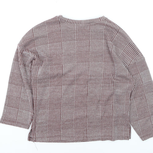 ZARA Women Brown Check Knit Pullover Jumper Size M