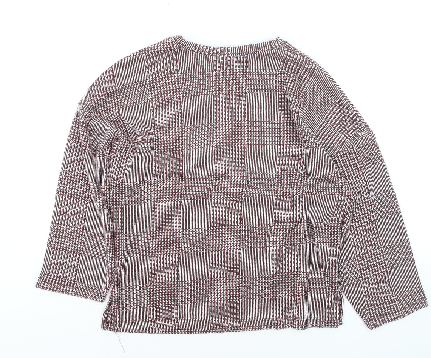 ZARA Women Brown Check Knit Pullover Jumper Size M