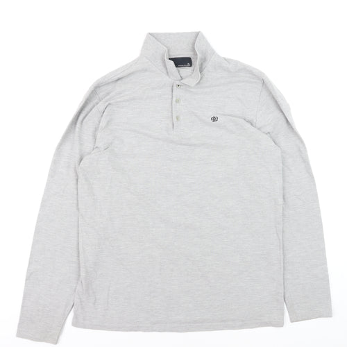 Next Men’s Grey Long Sleeve Polo Shirt XL Classic Fit