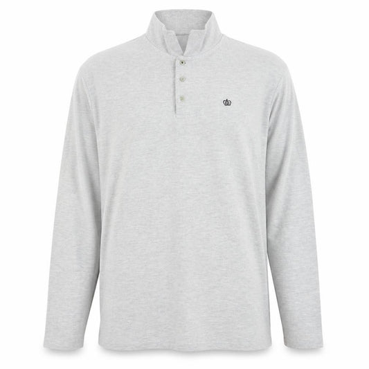 Front view of Next Men’s Grey Long Sleeve Polo Shirt XL Classic Fit