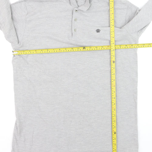Next Men’s Grey Long Sleeve Polo Shirt XL Classic Fit