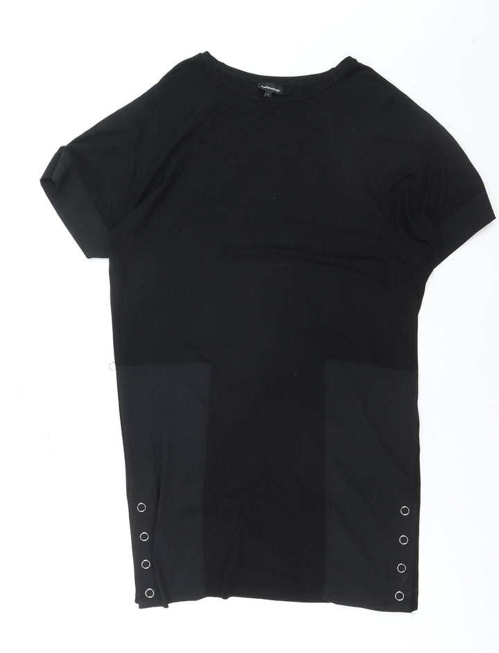 Warehouse Womens Black Short Sleeve Crew Neck Stretch T-Shirt S