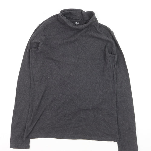 Uniqlo Women Grey Roll Neck Supima Cotton Long Sleeve Jumper M