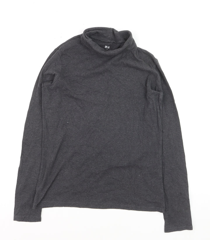 Uniqlo Women Grey Roll Neck Supima Cotton Long Sleeve Jumper M