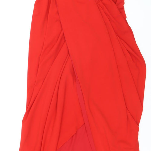 AX Paris Women Red Size 12 Sleeveless Bodycon Hi-Low Dress