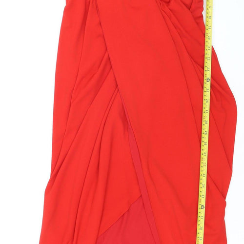 AX Paris Women Red Size 12 Sleeveless Bodycon Hi-Low Dress