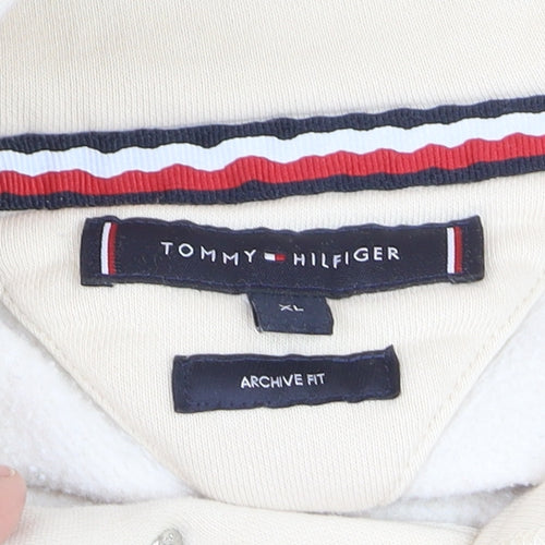 Tommy Hilfiger Men’s Beige XL Pullover Hoodie Classic Logo