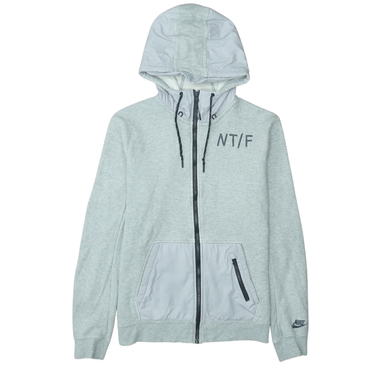 Nike Men's Grey Full Zip Hoodie M Regular Fit Cotton Blend