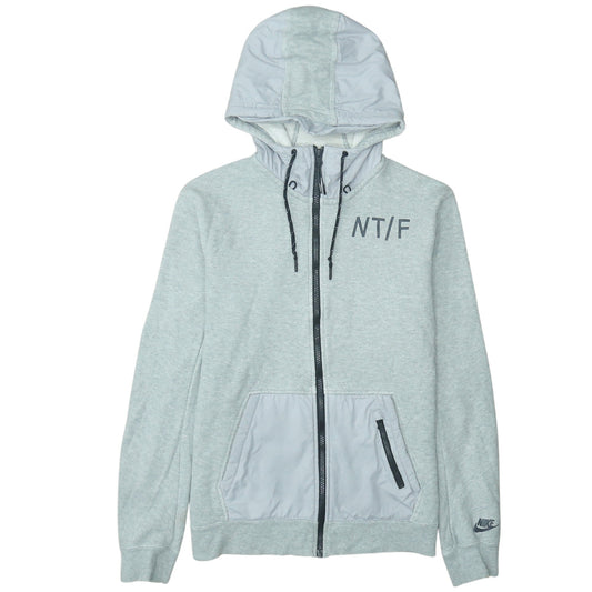Nike Men's Grey Full Zip Hoodie M Regular Fit Cotton Blend