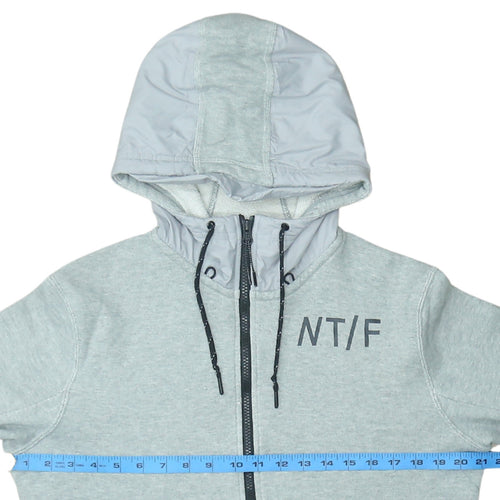 Nike Men's Grey Full Zip Hoodie M Regular Fit Cotton Blend