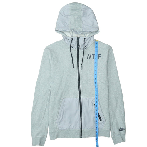 Nike Men's Grey Full Zip Hoodie M Regular Fit Cotton Blend