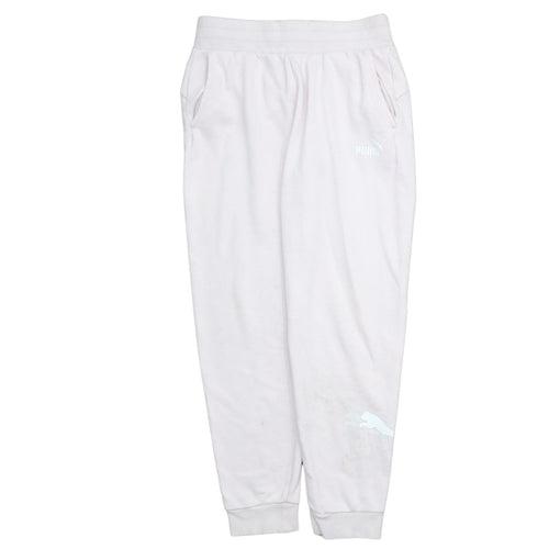 Puma Women’s White Jogger Trousers Size M Elastic Waist Fleece