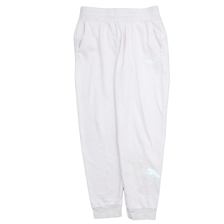 Puma Women’s White Jogger Trousers Size M Elastic Waist Fleece