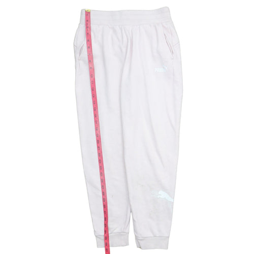Puma Women’s White Jogger Trousers Size M Elastic Waist Fleece