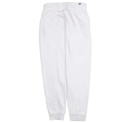 Puma Women’s White Jogger Trousers Size M Elastic Waist Fleece