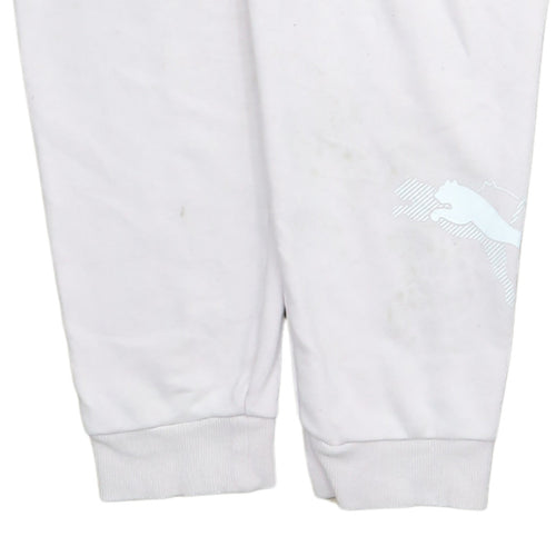 Puma Women’s White Jogger Trousers Size M Elastic Waist Fleece