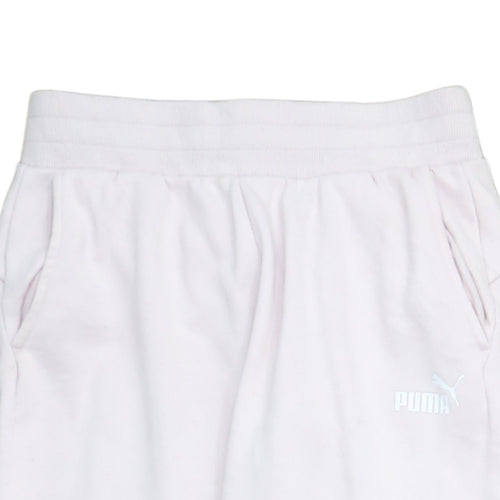 Puma Women’s White Jogger Trousers Size M Elastic Waist Fleece