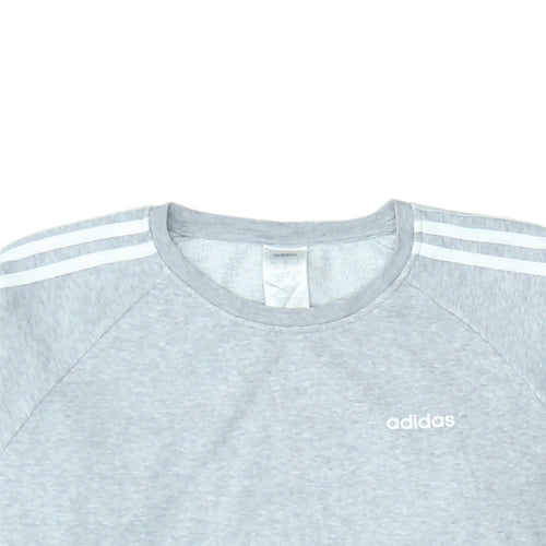 Adidas Women Grey Crew Neck Long Sleeve Sweatshirt Size S