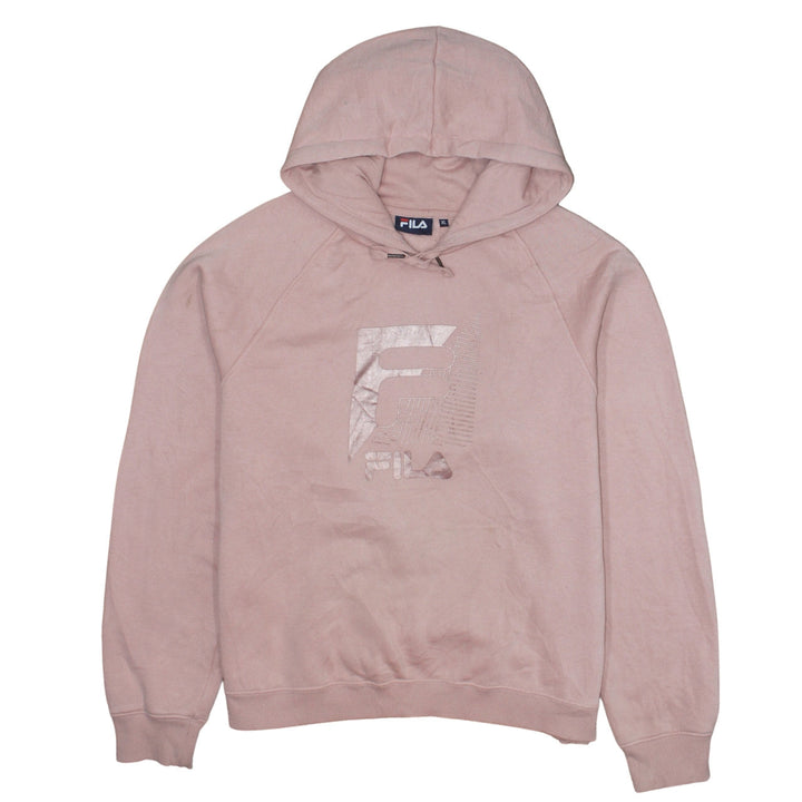 FILA Womens Pink XL Pullover Hoodie Sweatshirt with Metallic Logo