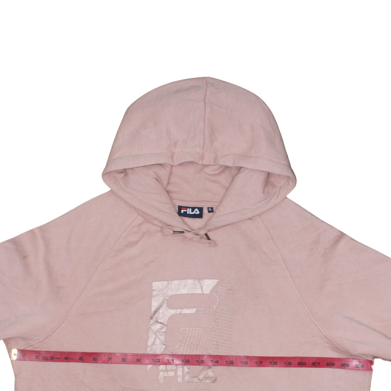 FILA Womens Pink XL Pullover Hoodie Sweatshirt with Metallic Logo