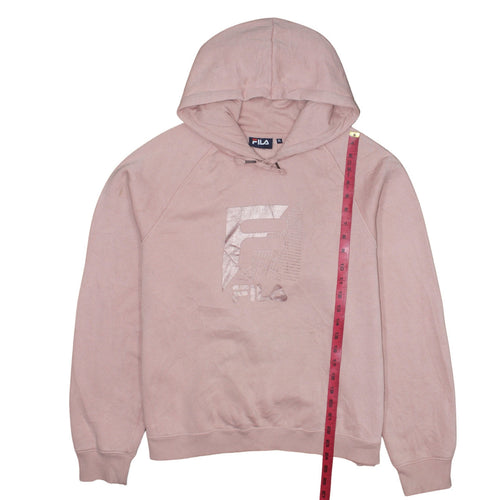 FILA Womens Pink XL Pullover Hoodie Sweatshirt with Metallic Logo