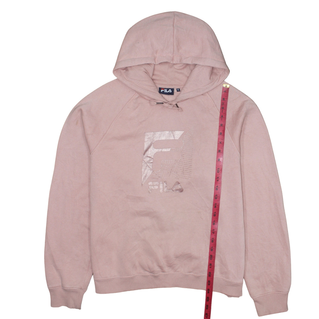 FILA Womens Pink XL Pullover Hoodie Sweatshirt with Metallic Logo