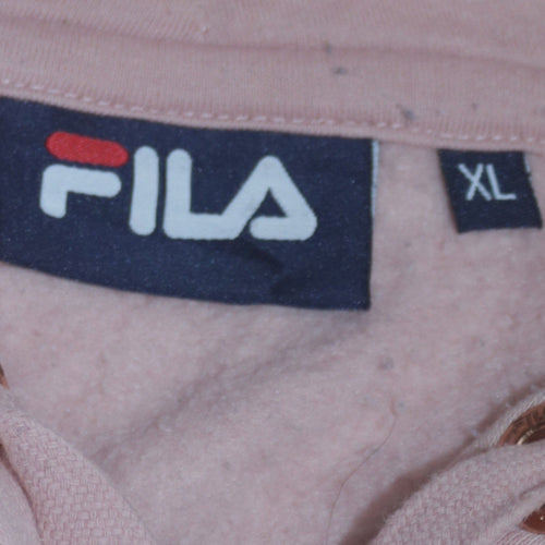 FILA Womens Pink XL Pullover Hoodie Sweatshirt with Metallic Logo