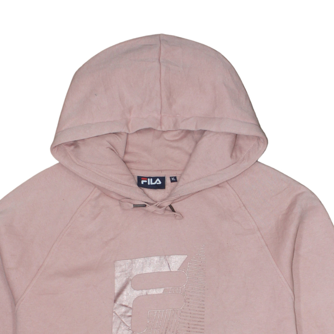FILA Womens Pink XL Pullover Hoodie Sweatshirt with Metallic Logo
