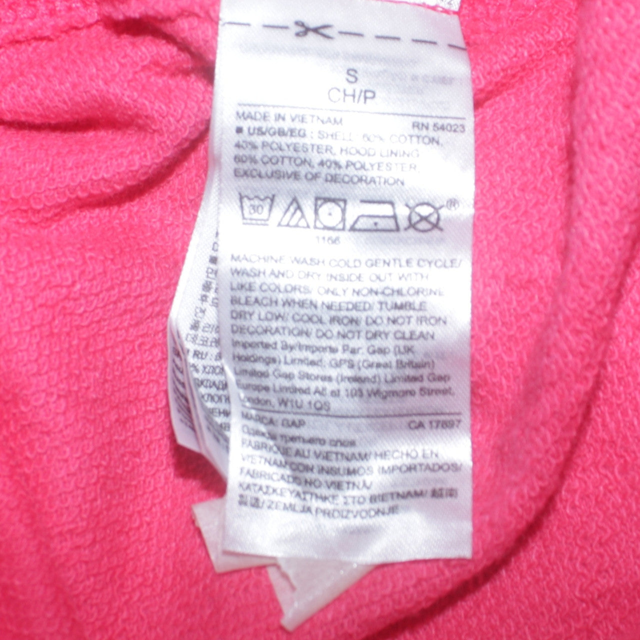 GAP Womens Pink Full Zip Hoodie Small Cotton Blend Casual