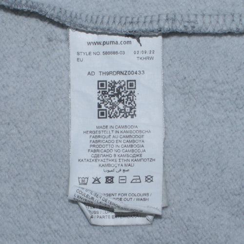 Puma Men's Grey Pullover Hoodie L Fleece Logo Sportswear