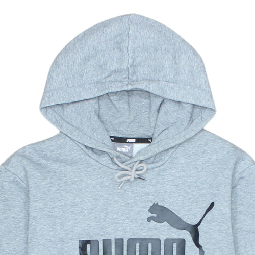 Puma Men's Grey Pullover Hoodie L Fleece Logo Sportswear
