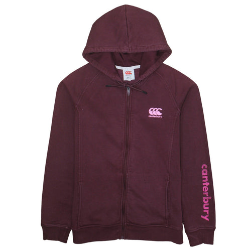 Canterbury Womens Burgundy Full Zip Hoodie Size 14 Cotton Blend